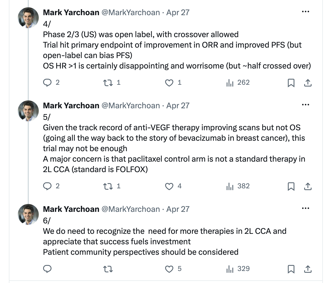 Screenshot of Mark Yarchoan thread posts 4 to 6 on X, 27 April 2026